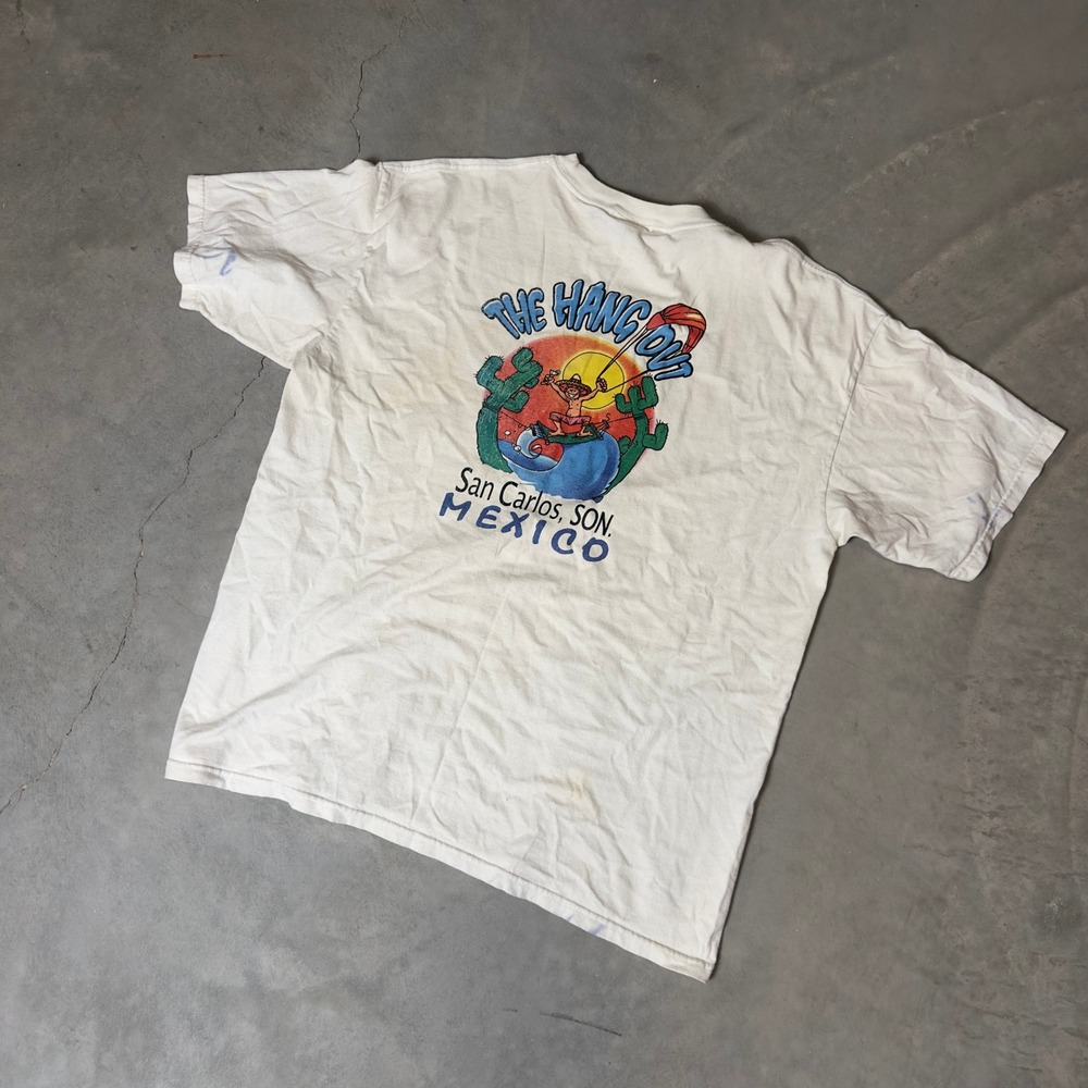 Vintage Yazbek The Hang Out‎ Mexico T-Shirt Mens XL White Graphic 2000s Tee